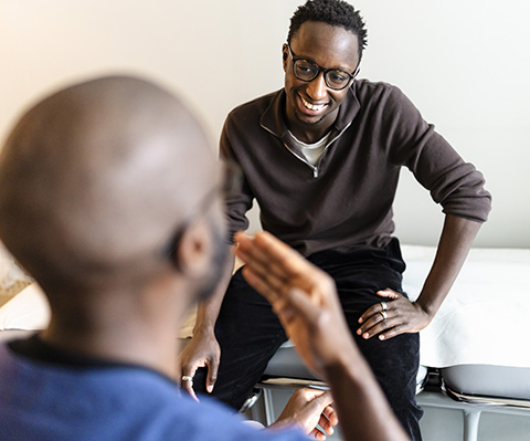 Two men having a conversation